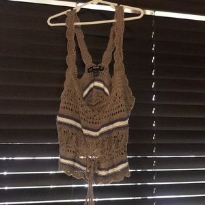 Knitted Crop Top in Brown